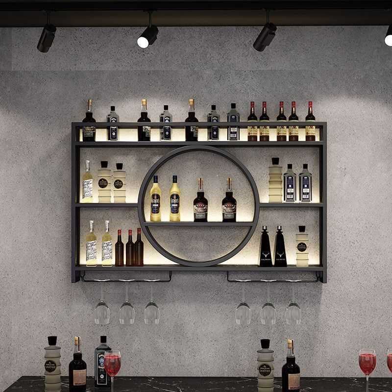 吧台酒柜墙上壁挂式酒架现代客厅新款铁艺酒架简约酒吧红酒架挂墙