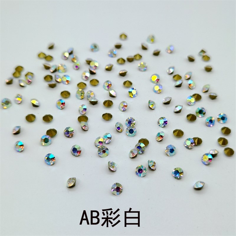 现货6.0mm尖底钻美甲钻t圆形饰品尖底水钻玻璃彩钻浅粉色钻整包美