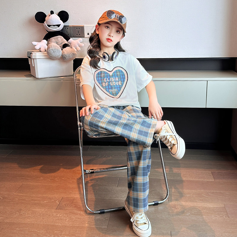 现货女童夏装套装2m023新款洋气网红童装女大童夏季儿童短袖两件