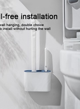 Wall Hanging TPR Toilet Brush with Holder Set Silicone Brist