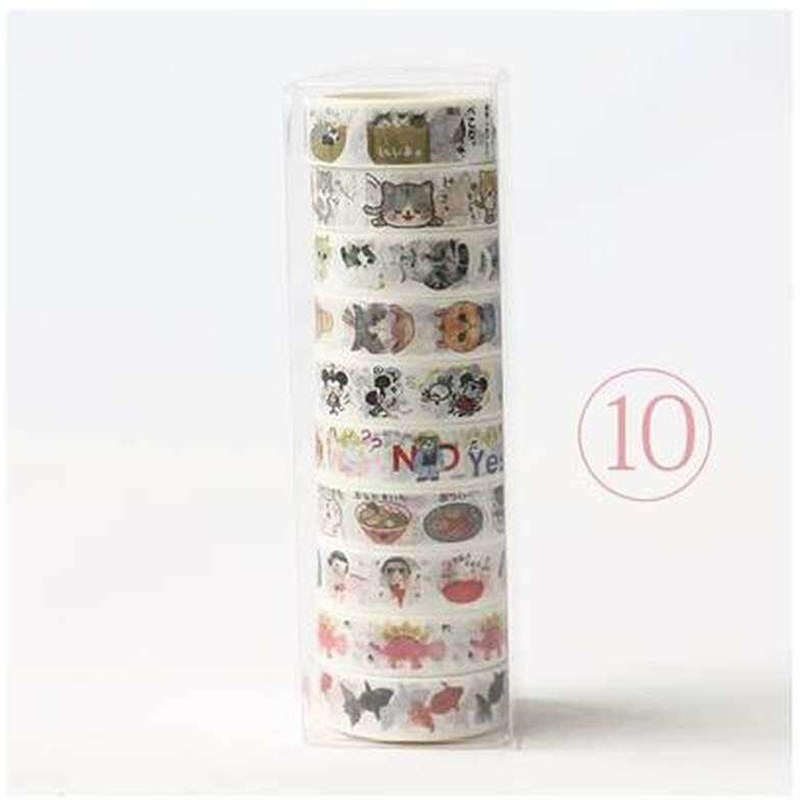 10个装彩色手帐和纸胶带可爱卡通手撕胶纸手账素材纸日记装饰贴纸