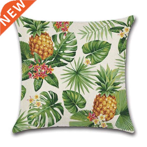 速发2pcs/set Green Color Plant Square Cushion Cover for Sofa