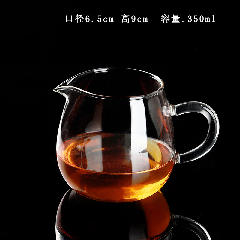 350ml玻璃公道杯功夫茶具耐热耐高温公道杯玻璃公杯纯手工制作
