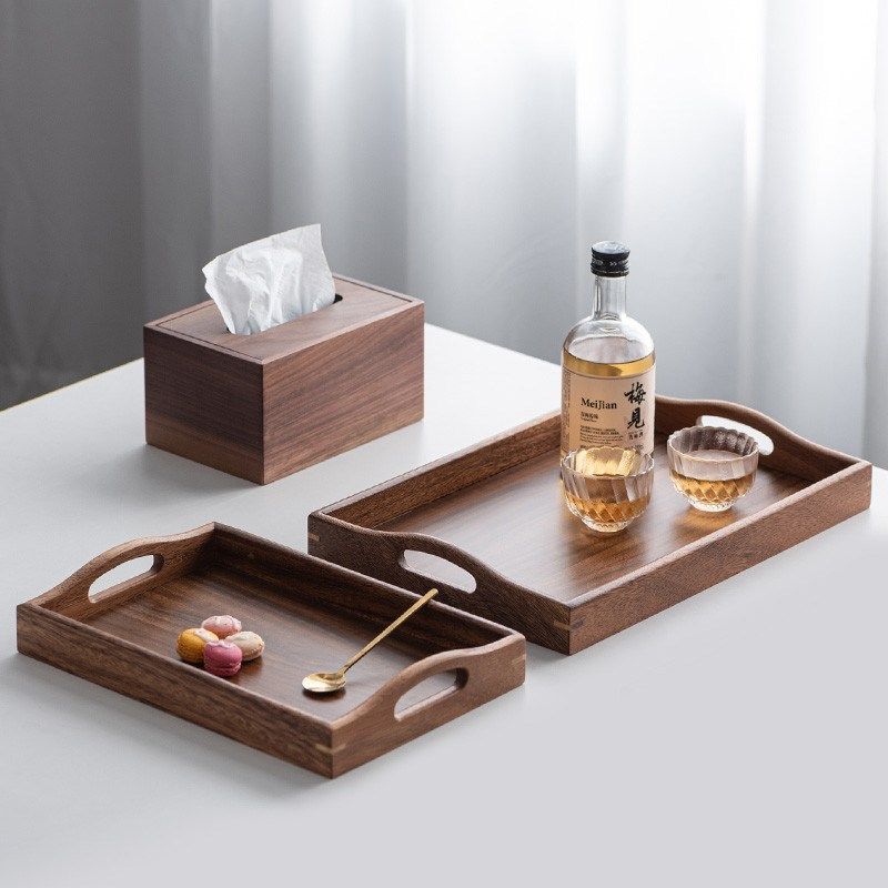 日式胡桃木长方形托盘茶盘家用茶杯茶奉盘餐厅木质收纳餐盘高级感,基础建材,脚轮/万向轮,淘宝优惠券,粉丝福利购,淘宝优惠卷