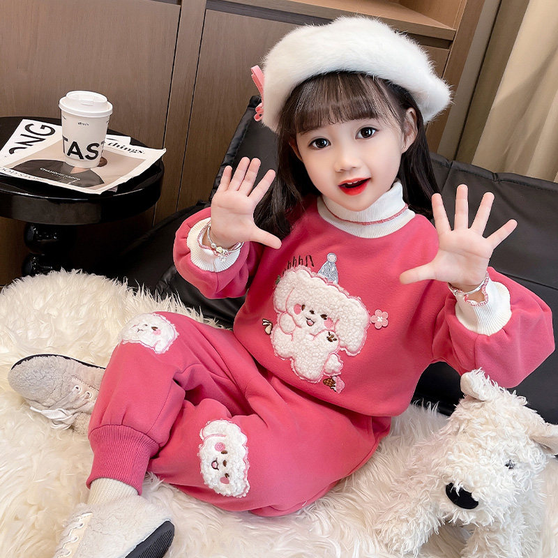 女.童加绒卫衣秋冬一体绒套装2023新款儿.童加厚洋派宝宝冬装长裤,女装/女士精品,时尚套装,淘宝优惠券,粉丝福利购,淘宝优惠卷