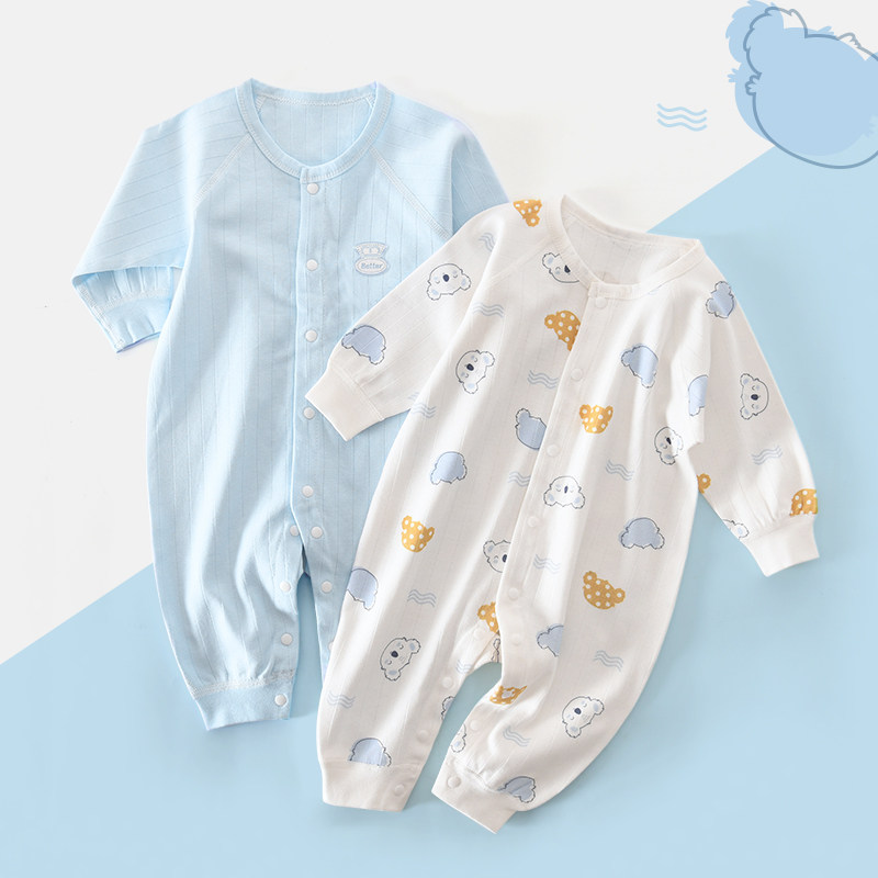 新品婴儿秋装宝宝连体衣服纯棉睡衣和尚服春秋季新生儿哈衣爬服四