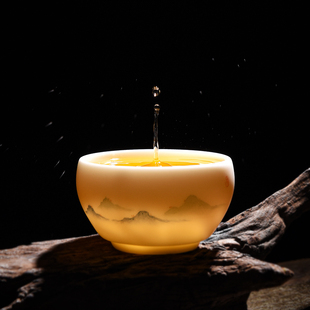 羊脂玉主人杯单杯手绘高端德化白瓷个人茶杯茶盏功夫茶具品茗杯