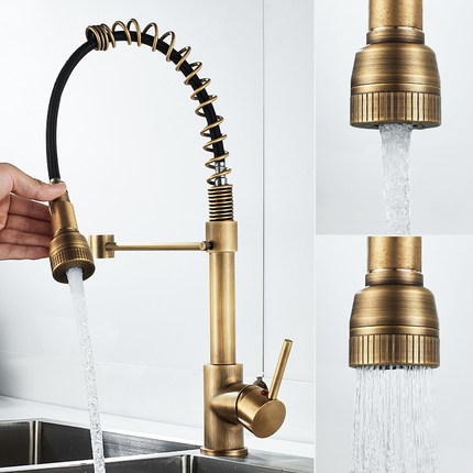 新品Deck Mounted Flexible Kitchen Faucets Pull Out Mixer Tap