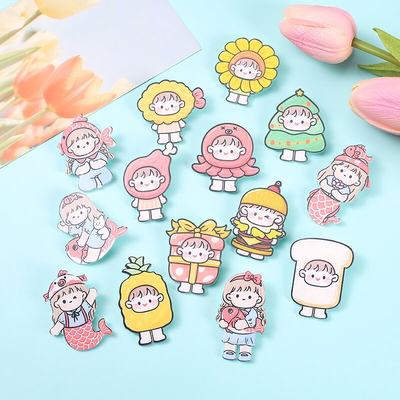 极速New doll Koi girl cartoon acrylic brooch backpack access