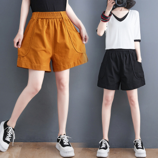 高腰短裤 子显瘦百搭宽松休闲a字阔腿裤 女夏季 胖mm裤 2022新款 大码