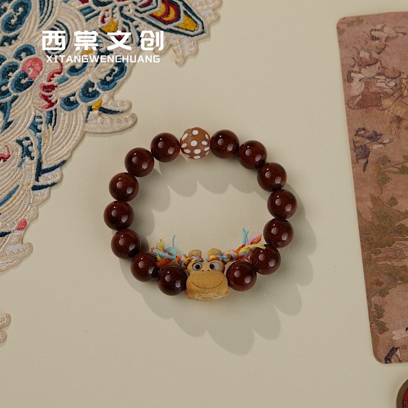 现货原籽文玩f紫金鼠手串光珠竹根雕刻呱呱男女士手链佛珠情侣天