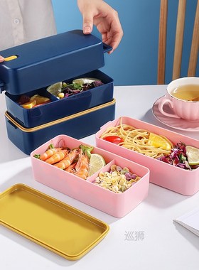 Lunch Box, 2-Layer Bento Box and Cutlery Set Lunch Boxes for