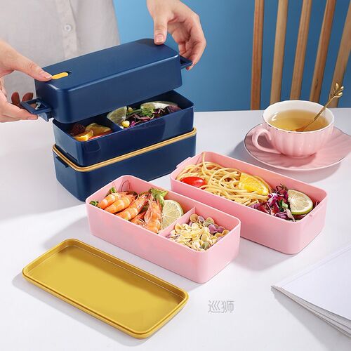 Lunch Box, 2-Layer Bento Box and Cutlery Set Lunch Boxes for
