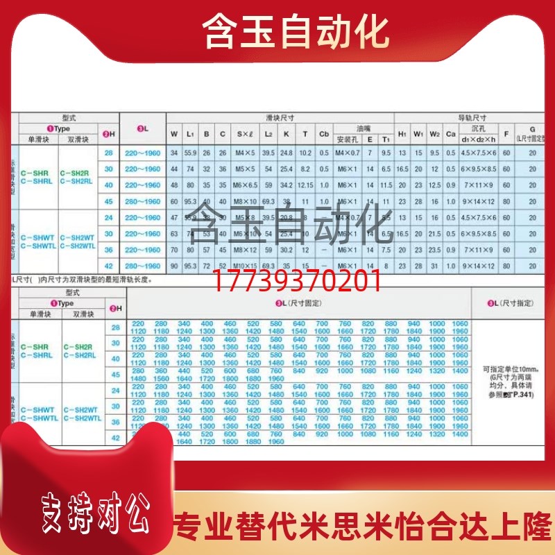 超重载直线导轨C-SH2WT36-220/280/340/400/460/520替米思米