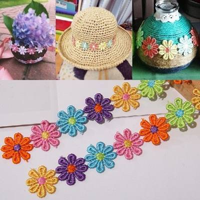 推荐1Yards 2.5cm Water Soluble Flower Edge Polyester Embroid