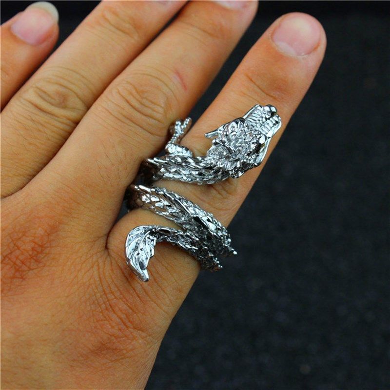 麒麟刺 魔龙戒指合金配饰 圣龙戒指饰品指套挂件