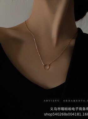 轻奢小众蝴蝶项链女锁骨链长款百搭简约嘻哈吊坠T链子潮牌颈链配