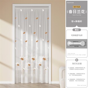 门帘子四季通用入户遮挡隔断帘厨房沙门帘免打孔防蚊窗纱大门房间