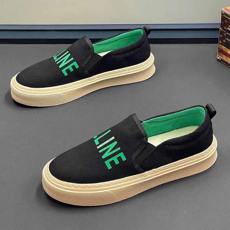 定制男鞋2024秋冬新款透气一脚蹬帆布鞋男潮流厚底板鞋百搭休闲鞋,流行男鞋,布鞋,淘宝优惠券,粉丝福利购,淘宝优惠卷
