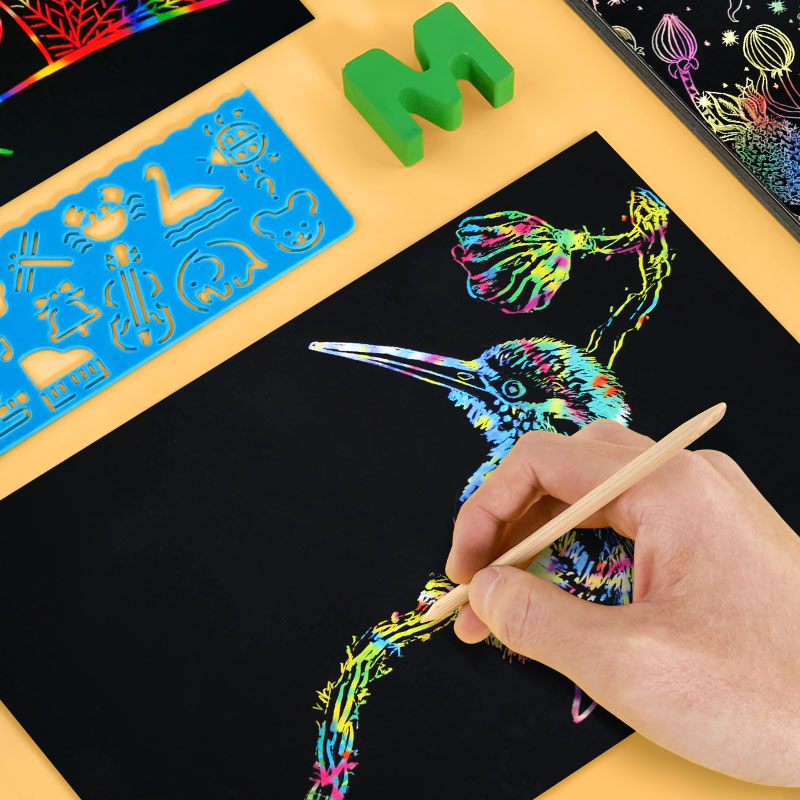 弦彩刮画纸100张l儿童8开4开16开小学生幼儿园diy手工制作