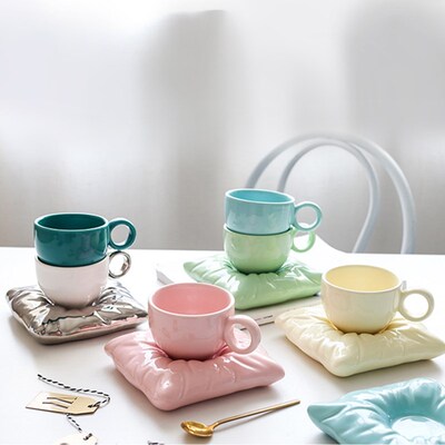 Nordic Colorful Ceramic Milk Tea Mug Office Cups Drinkware C