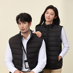 羽绒马甲定制工作服秋冬影楼摄影师幼儿园老师工装印logo印字男女