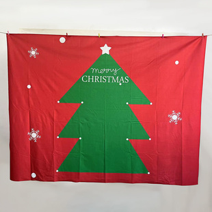 照相馆儿童写真摄影道具耶诞树背景布拍耶诞节照红色挂布装饰地毯