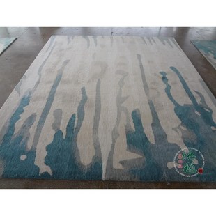 新中式 新品 蓝色抽象水墨画样板房客厅茶几沙发地毯大W厅接待室贵