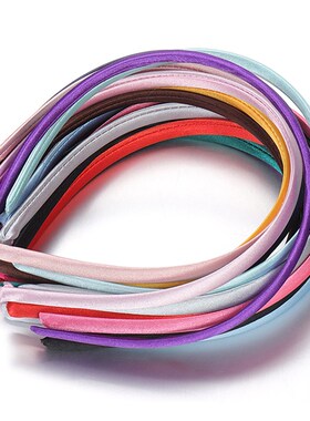 热销10pcs 9mm Fabric vered Headband Colorful Hair Hoops Blan