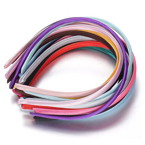 热销10pcs 9mm Fabric vered Headband Colorful Hair Hoops Blan