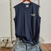 无感印花230g重磅纯棉背心男夏季 外穿宽肩无袖 T恤健身运动坎肩潮