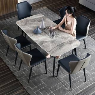 岩板餐桌椅组合家用小户型现代简约轻奢北欧长方形亮光大理石饭桌