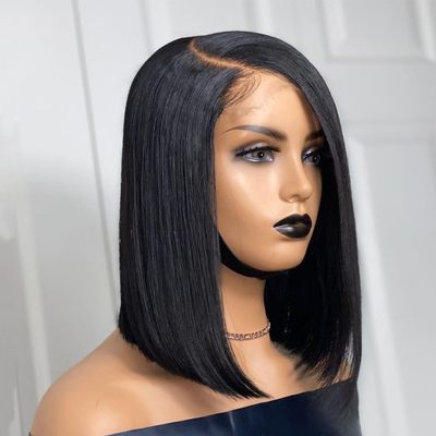 速发Short Bob Wig Lace Front Human Hair Wigs Brazilian Strai