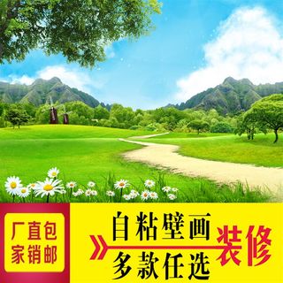 3d立体壁贴画客厅自粘防水山水风景画墙上装饰创意电视背景墙壁纸