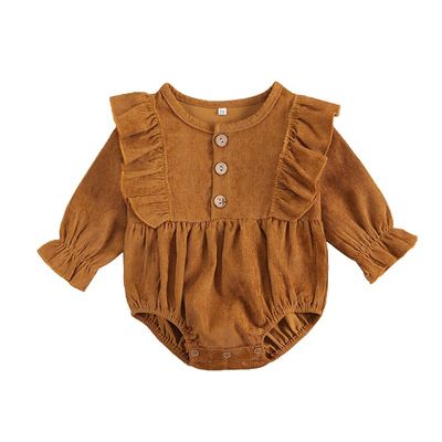 0-18M Newborn Baby Girls Boys Button Ruffles Long Sleeve But