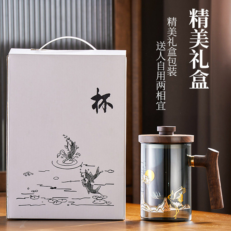 玻璃杯男女士高颜值夏季带盖泡茶杯家用花茶大容量办公室喝水杯子