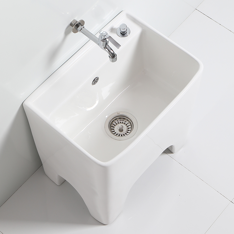 加高阳台拖布池陶瓷拖把池家用卫生间洗拖把池地盆落地式水槽加深