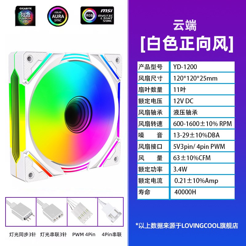 棱镜4代机箱风扇12CM神光同步ARGB静音散热器Rcpu散热器电脑风扇