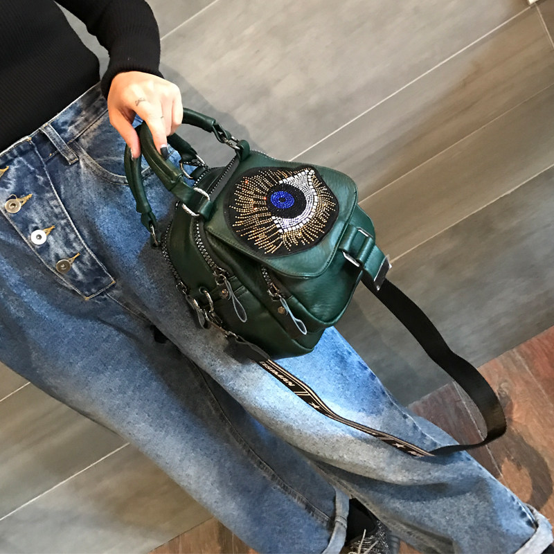 时尚烫钻小包女款 潮流多功能休闲小背包 百搭撞色单肩斜挎手提包