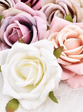 30pcs White Rose Artificial Silk Flower Heads Decorative Scr