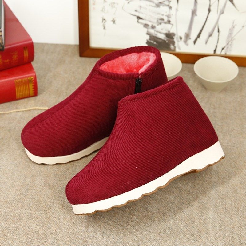 新款冬季手工棉鞋女款加绒防滑保暖月子鞋棉拖鞋男包跟居家妈妈中