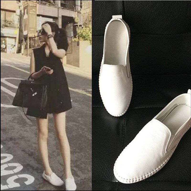 Kamuyou春夏小白鞋女真皮休闲百搭平底女鞋学生韩版大码41-43单鞋