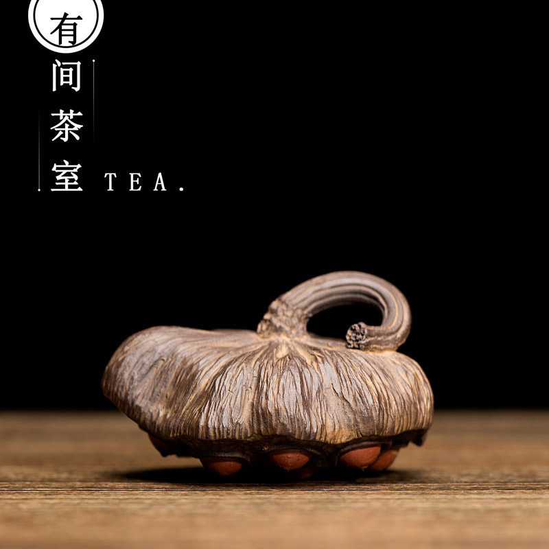 新品茶宠摆件精品紫砂可养手工莲子雕塑枯莲o蓬茶盘橱窗家居装饰