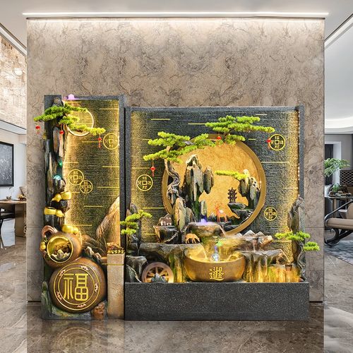 庭院假山流水景观造景布置落地喷泉客厅水幕墙摆件循环水装饰隔断