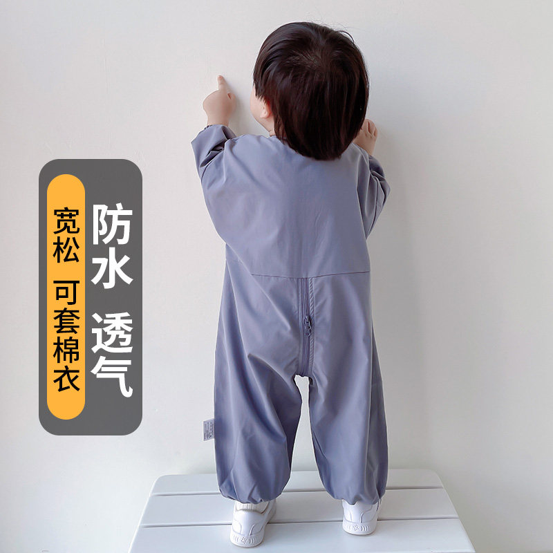 宝宝全身罩衣春秋冬吃饭防水防脏婴儿爬爬服儿童画画连体罩衣时尚