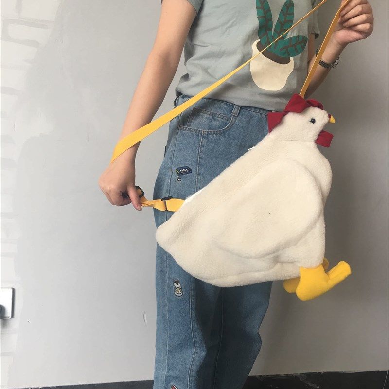 日系小清新蛋挞家小鸡包立体斜挎包可爱包包毛绒包