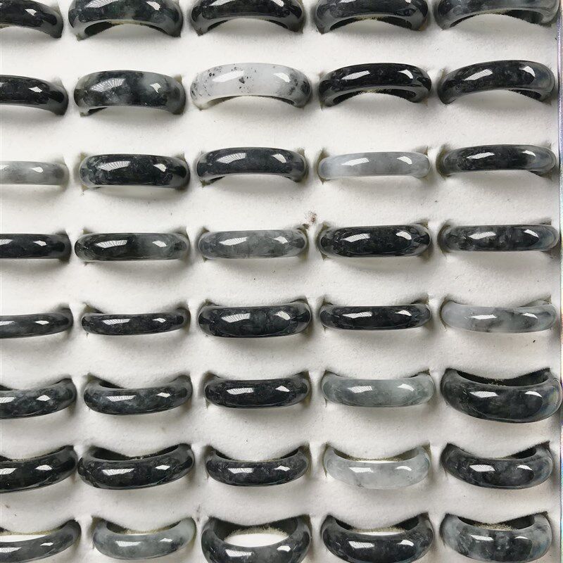 老坑翡翠A货乌鸡种指环水墨意境山水戒圈缅甸玉石玉戒Z指冰润水足