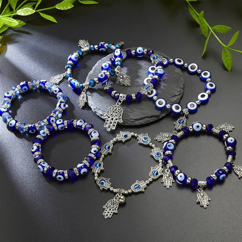 推荐Adjustable Elastic String Evil Eye Bracelet Crystal