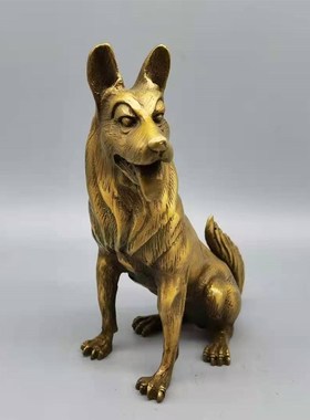纯铜十二生肖狗大狼狗铜旺财狗客厅玄关家居装饰办公室工艺品摆件