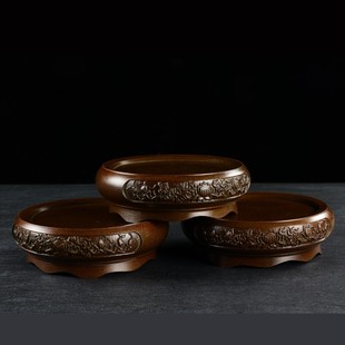 纯铜熏香炉底座花瓶底座茶托底座盘香线香炉底座浮雕镂空底座